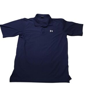 Under Armour Polo Shirt Mens Large Blue Short Sleeve Golf Stretch Performance